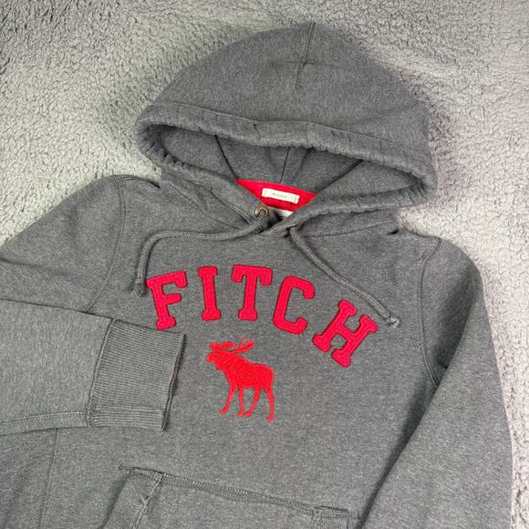 Vintage Y2K Abercrombie & Fitch Hoodie Mens M Gray Spellout Logo Muscle Fit - Picture 1 of 9
